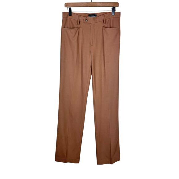 Joseph L Designer Brown Mid Rise Straight Leg 100% Wool Dress Pants Pockets - Picture 1 of 7